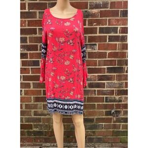 Urban Girl‎ Teen Shift Dress Size XL BOHO Half Sleeve,Red,Floral,Lightweight